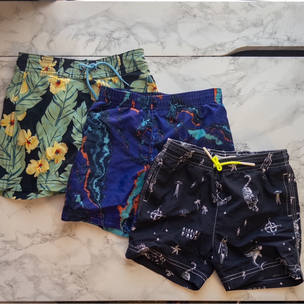 GUC lot of 3 swim shorts size 3T j. Crew Under Armour and Rockets of Awesome